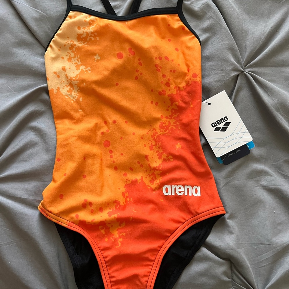 Arena Orange and Black Athletic Swimwear